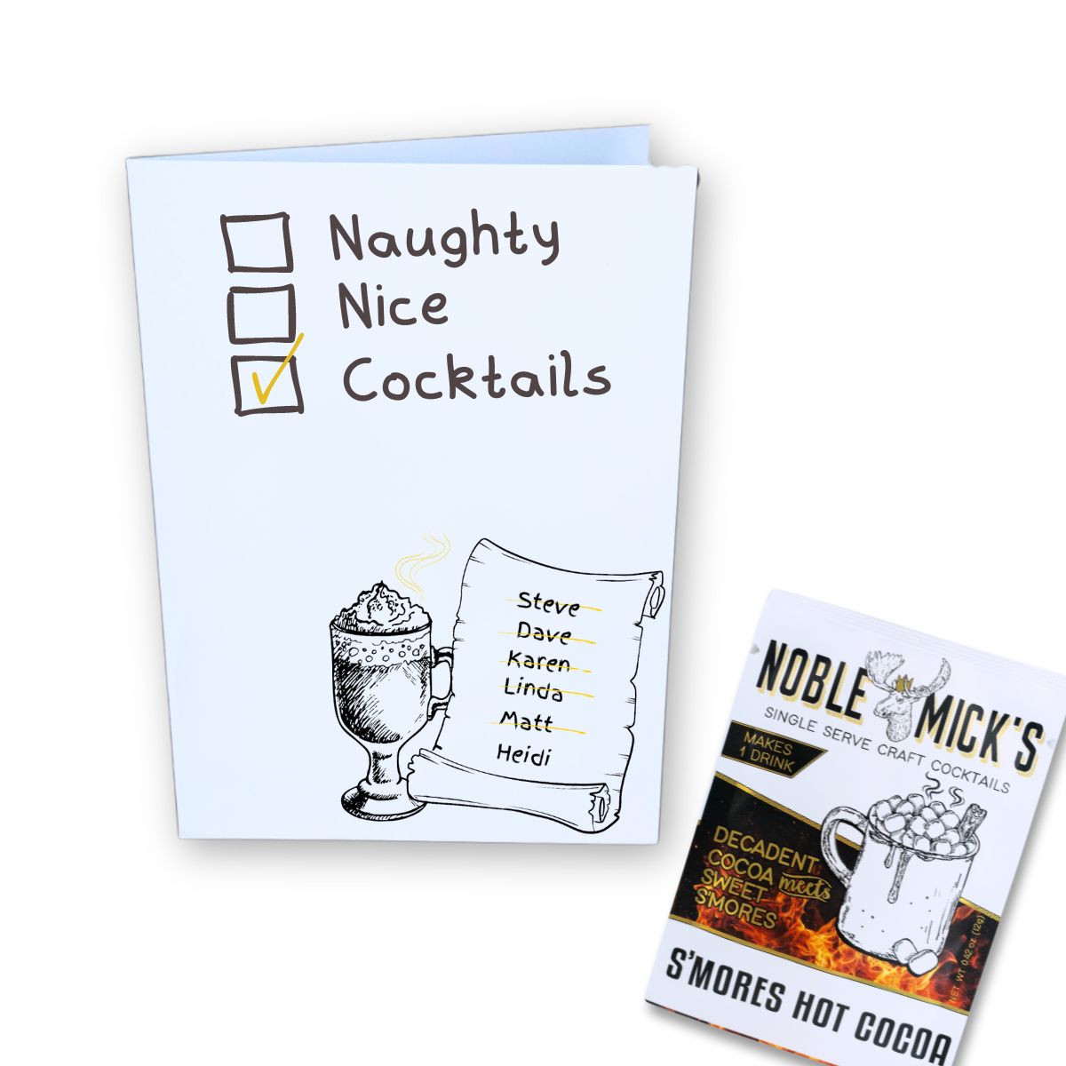 Naughty, Nice, Cocktails Card