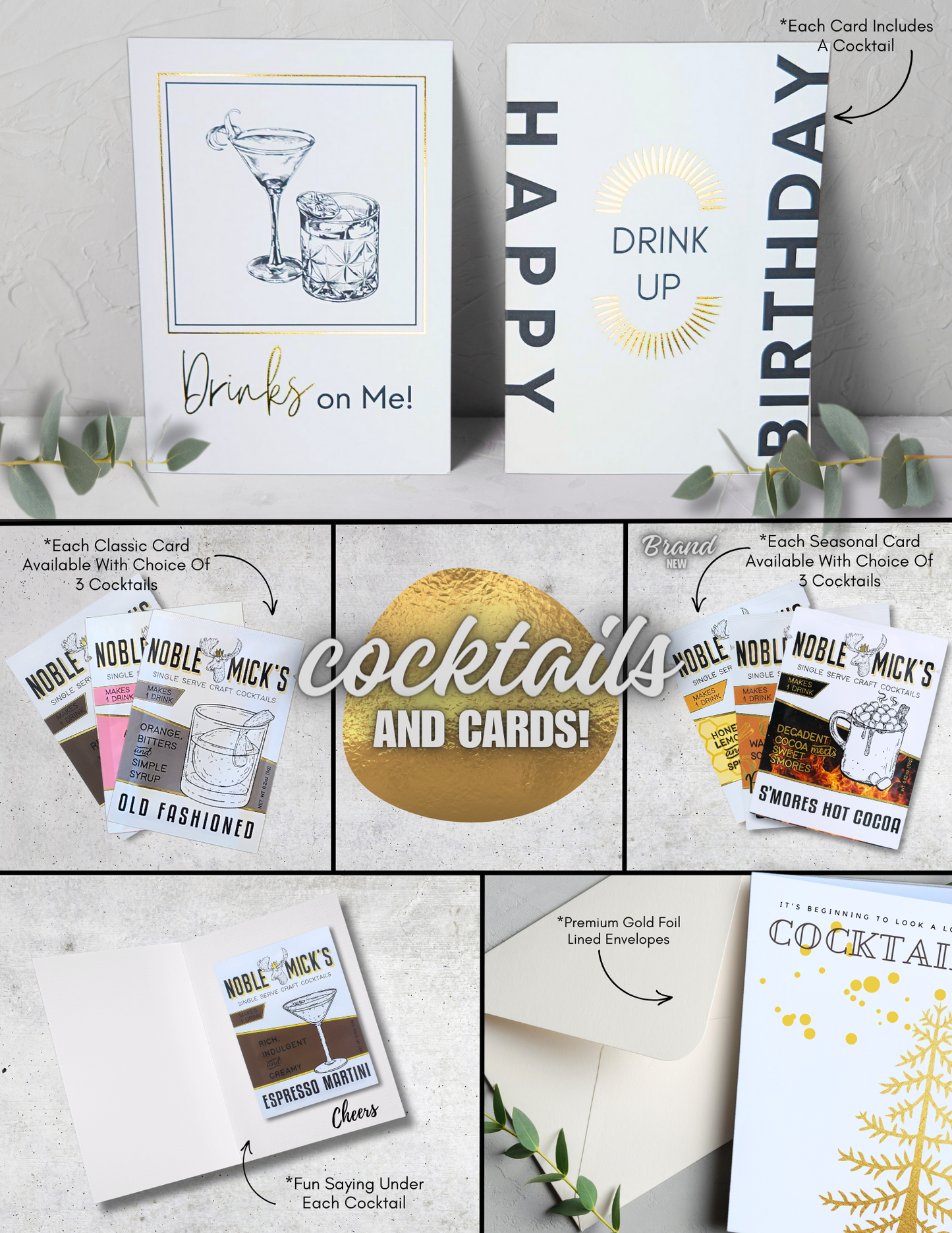 Multi Pack of 12 Merry Little Cocktail Cards